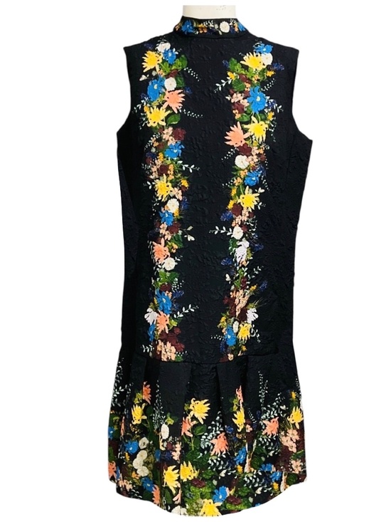 ERDEM Dresses & Skirts - ERDEM BLACK MULTI NENA PLEATED FLORAL PRINT CLOQUE DRESS